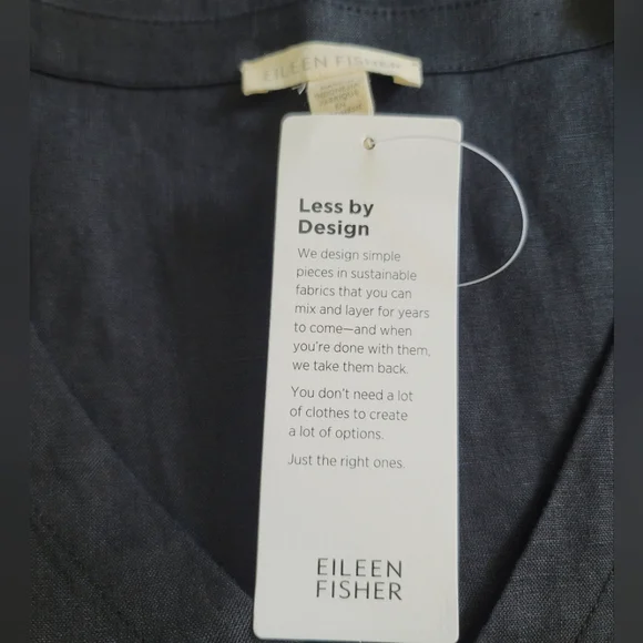 NWT EILEEN FISHER Black Linen Sleeveless Button Front Long Tunic, Size S/P - Picture 6 of 10